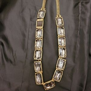 Gorgeous Versailles matte gold tone necklace with smoky crystals